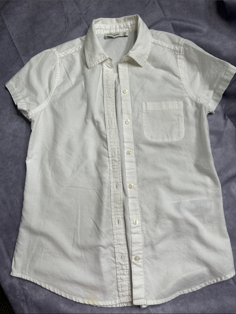 Girls Abercrombie White Short-Sleeve Blouse ( uniform ) Size 14